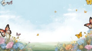 户外景色草地蓝天白云背景图