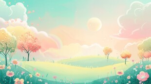 户外景色草地蓝天白云背景图