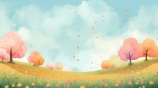 户外景色草地蓝天白云背景图