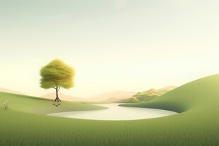 户外景色草地蓝天白云背景图
