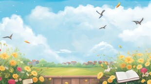 户外景色草地蓝天白云背景图
