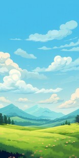 户外景色草地蓝天白云背景图