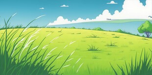 户外景色草地蓝天白云背景图