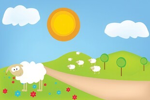 户外景色草地蓝天白云背景图
