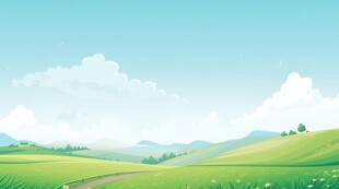 户外景色草地蓝天白云背景图