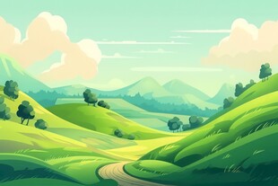 户外景色草地蓝天白云背景图