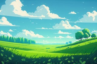 户外景色草地蓝天白云背景图