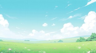 户外景色草地蓝天白云背景图