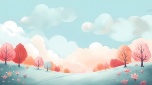 户外景色草地蓝天白云背景图