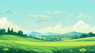 户外景色草地蓝天白云背景图