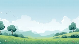 户外景色草地蓝天白云背景图