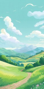 户外景色草地蓝天白云背景图