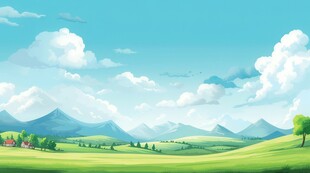 户外景色草地蓝天白云背景图