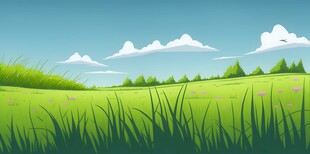 户外景色草地蓝天白云背景图