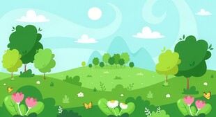 户外景色草地蓝天白云背景图