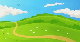 户外景色草地蓝天白云背景图