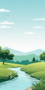 户外景色草地蓝天白云背景图