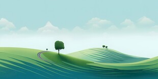 户外景色草地蓝天白云背景图