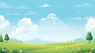 户外景色草地蓝天白云背景图