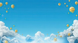 创意蓝天白云气球海报背景图