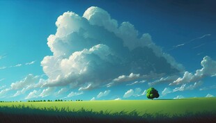 户外景色草地蓝天白云背景图