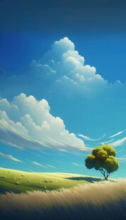 户外景色草地蓝天白云背景图