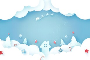卡通蓝色天空儿童画背景图