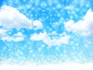 卡通蓝色天空儿童画背景图