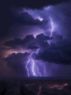 闪电雷电灾难现场素材图片