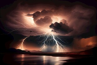 闪电雷电灾难现场素材图片