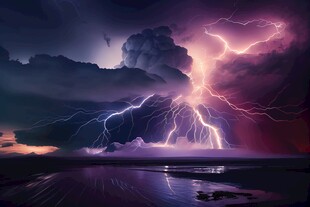 闪电雷电灾难现场素材图片