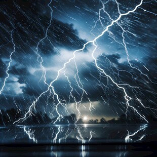 闪电雷电灾难现场素材图片