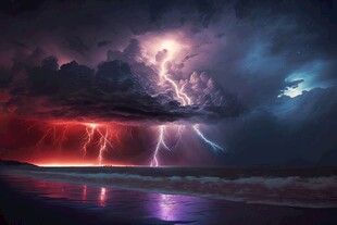 闪电雷电灾难现场素材图片