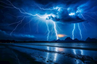 闪电雷电灾难现场素材图片