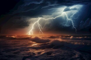 闪电雷电灾难现场素材图片