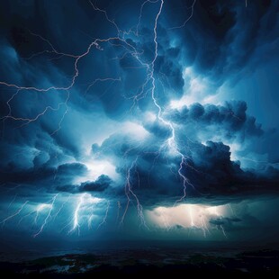 闪电雷电灾难现场素材图片