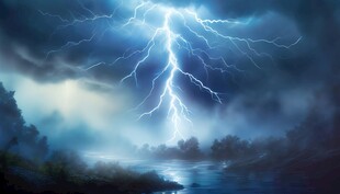 闪电雷电灾难现场素材图片