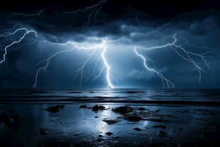 闪电雷电灾难现场素材图片