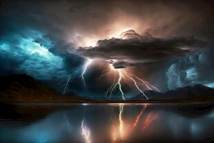 闪电雷电灾难现场素材图片