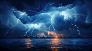 闪电雷电灾难现场素材图片