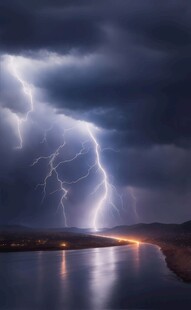 闪电雷电灾难现场素材图片