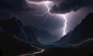 闪电雷电灾难现场素材图片