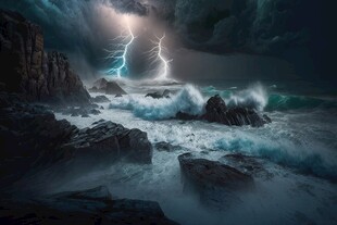 闪电雷电灾难现场素材图片