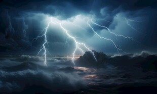 闪电雷电灾难现场素材图片