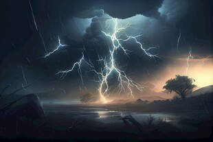 闪电雷电灾难现场素材图片