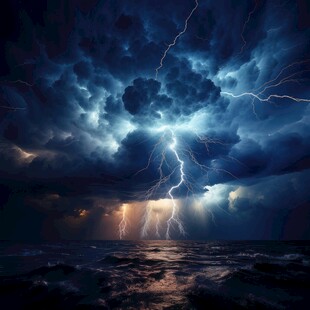 闪电雷电灾难现场素材图片