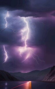 闪电雷电灾难现场素材图片