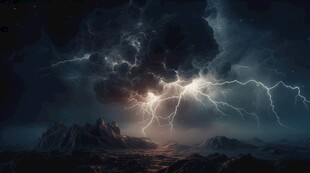 闪电雷电灾难现场素材图片