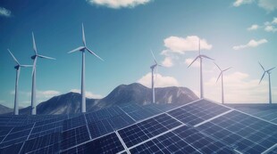 太阳能发电站硅板发电清洁能源