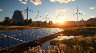 太阳能发电站硅板发电清洁能源